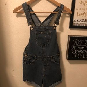 Girls denim overall shorts size 14